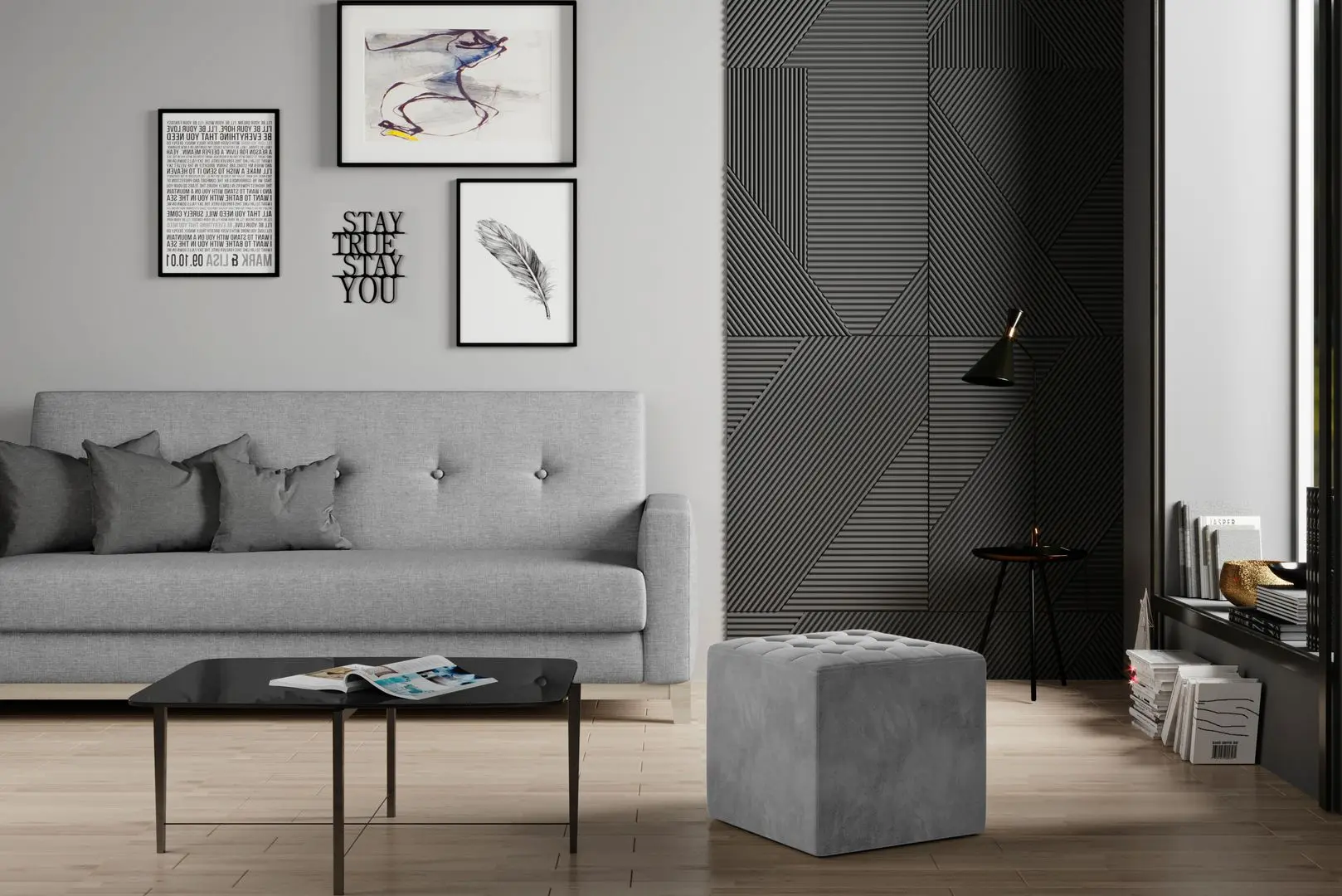 Puf Eltap Nolla Monolith 84 (Light Gray)