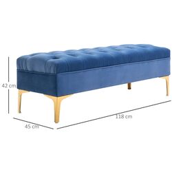Bancheta Homcom 831-163V01 118x45x42 cm (Dark Blue/Gold) Thumb