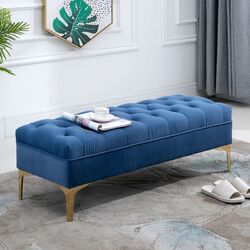 Bancheta Homcom 831-163V01 118x45x42 cm (Dark Blue/Gold)