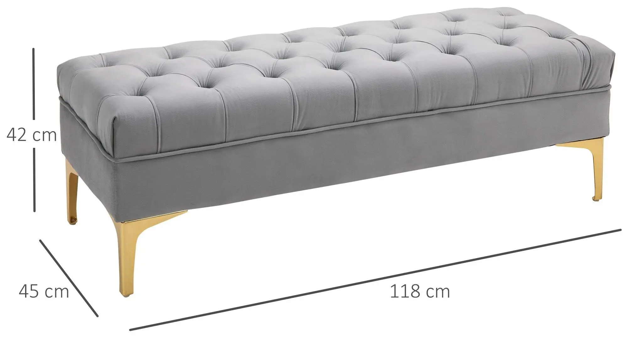 Bancheta Homcom 831-163V01GY 118x45x42 cm (Grey/Gold)