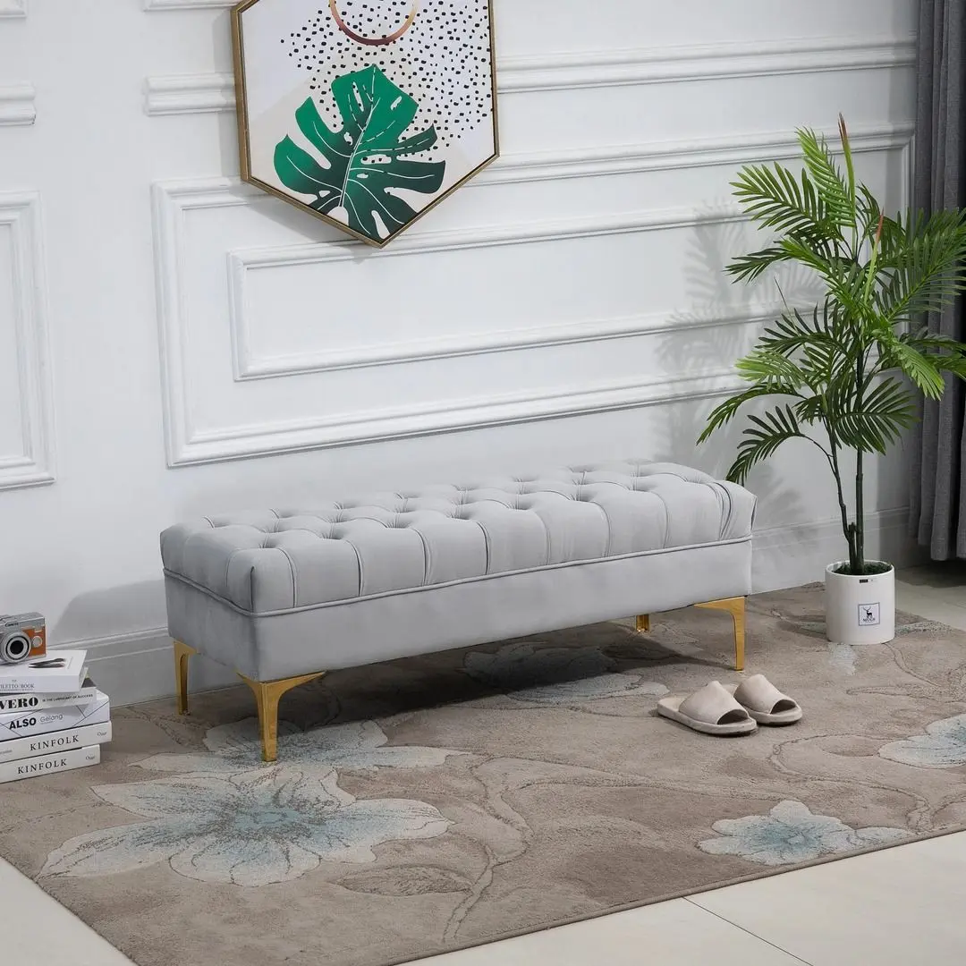 Bancheta Homcom 831-163V01GY 118x45x42 cm (Grey/Gold)