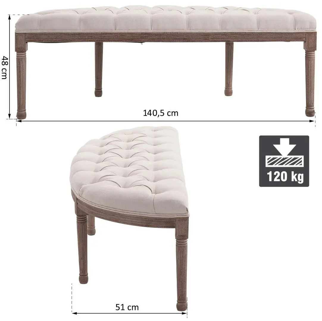 Bancheta Homcom 831-228 140x51x48 cm (Beige/Oak) - 2