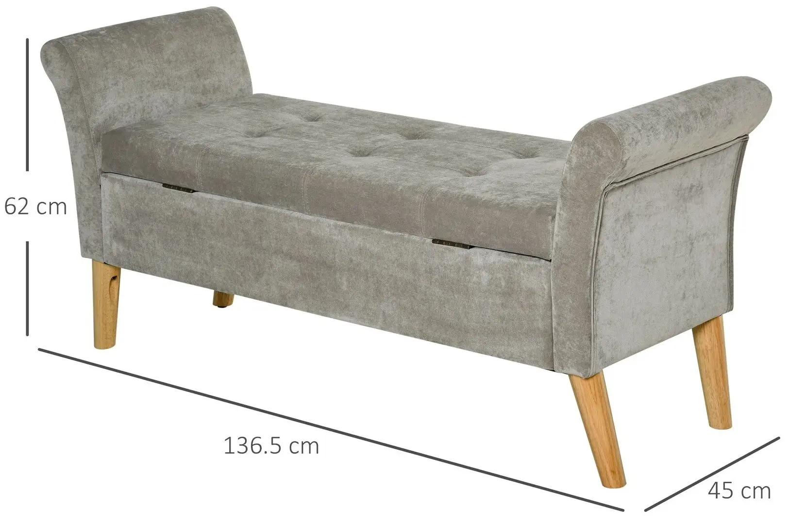 Bancheta Homcom 831-300 136x62x45 cm (Light Grey/Oak)