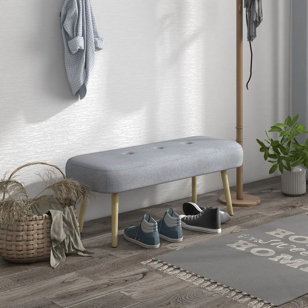 Bancheta Homcom 831-694V00GY 114x38x45 cm (Grey/Oak)