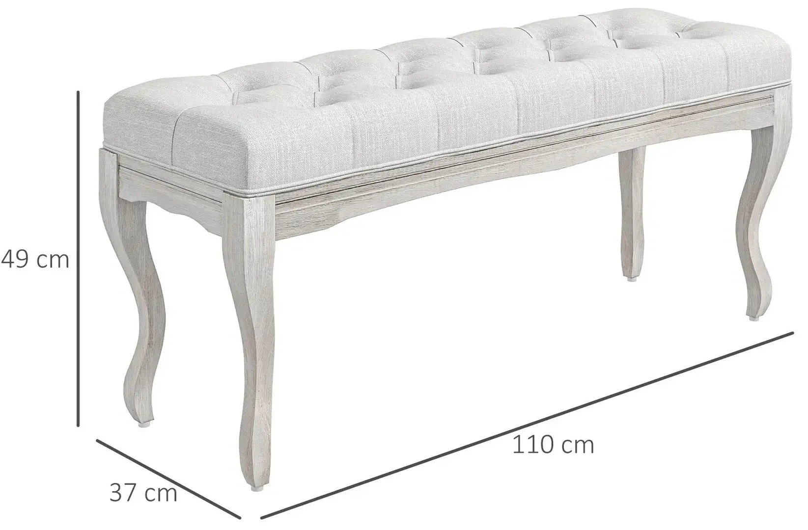 Bancheta Homcom 831-730V00CW 110x37x49 (White Cream) - 3