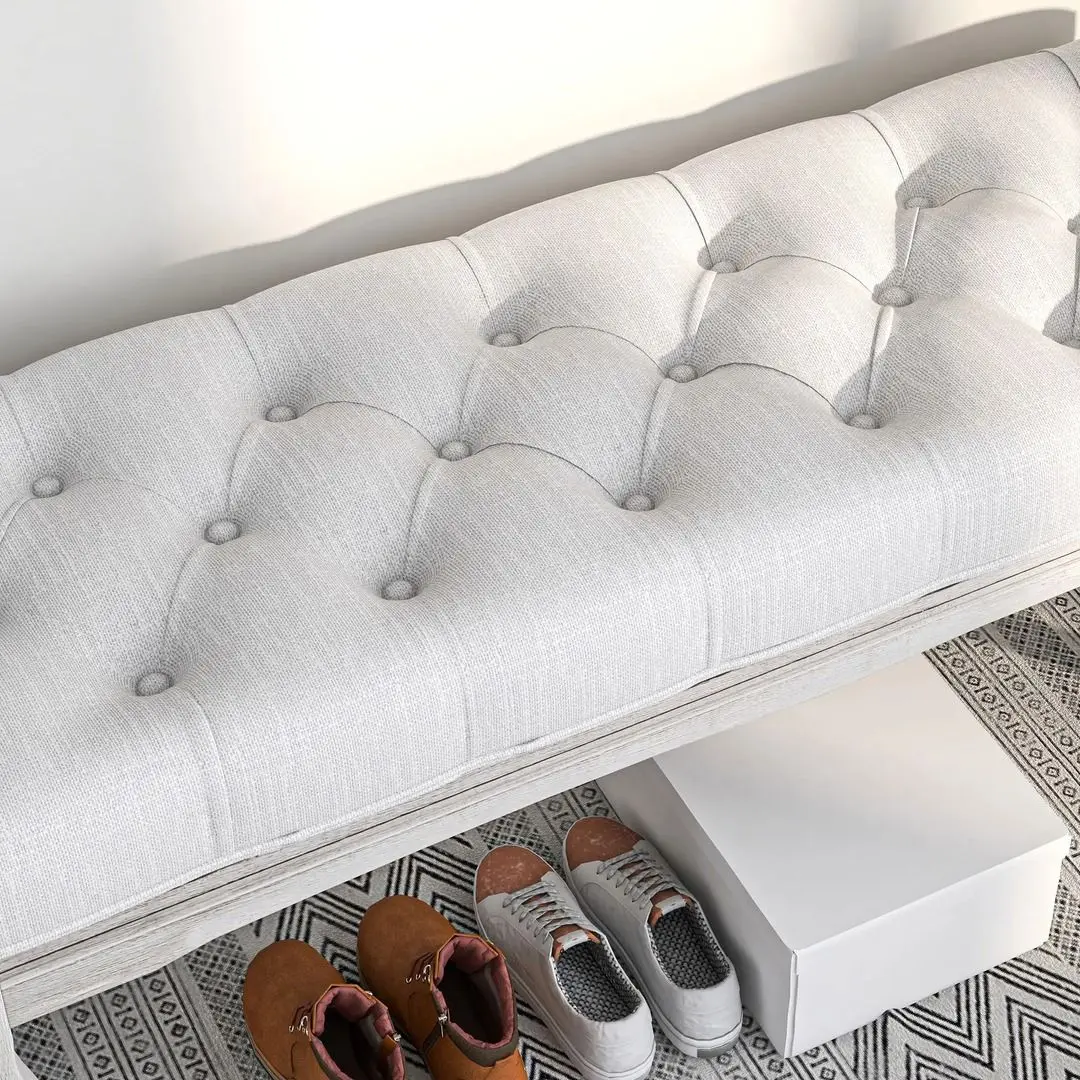 Bancheta Homcom 831-730V00CW 110x37x49 (White Cream) - 5