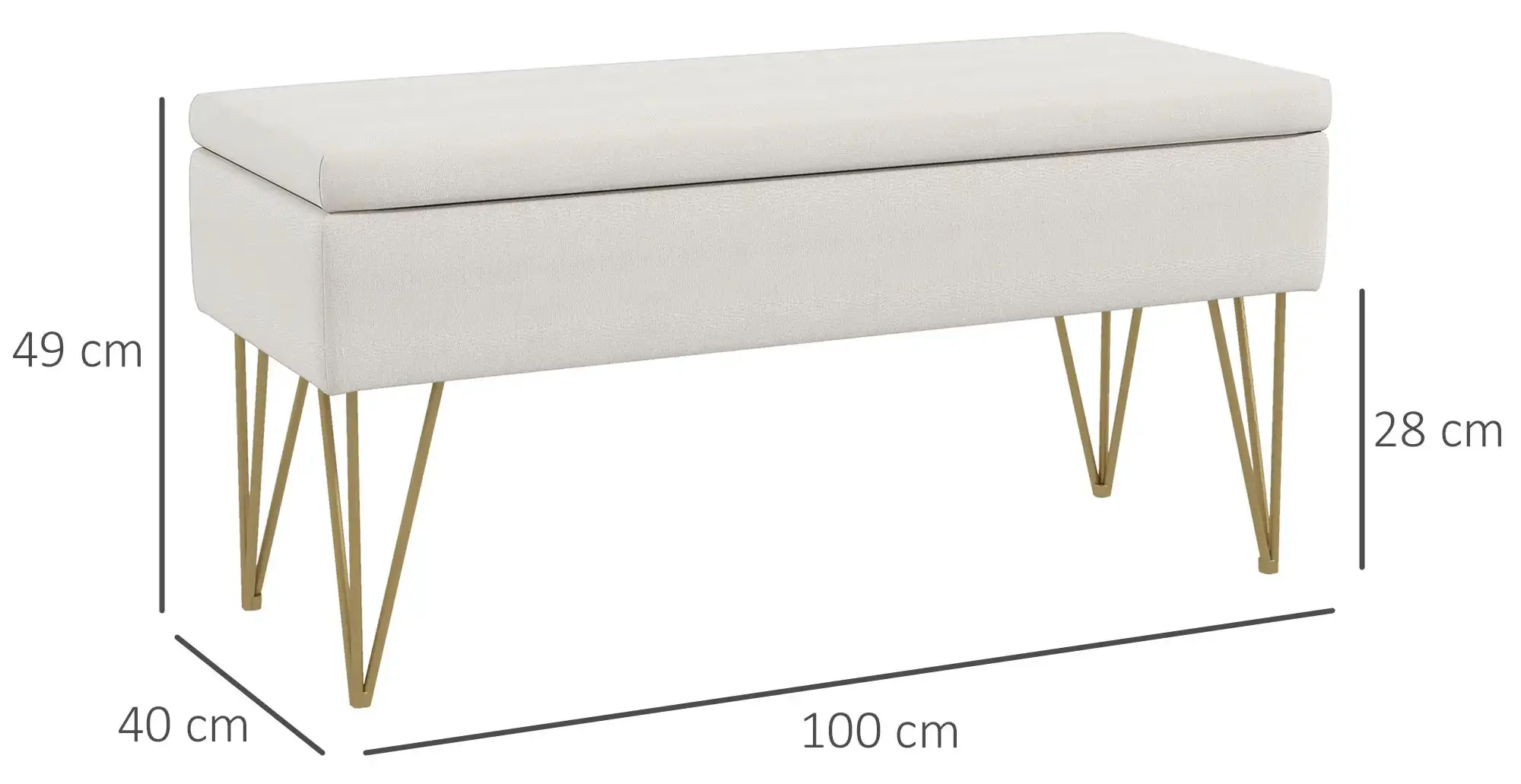 Bancheta Homcom 831-735V00CW (Cream White) - 5