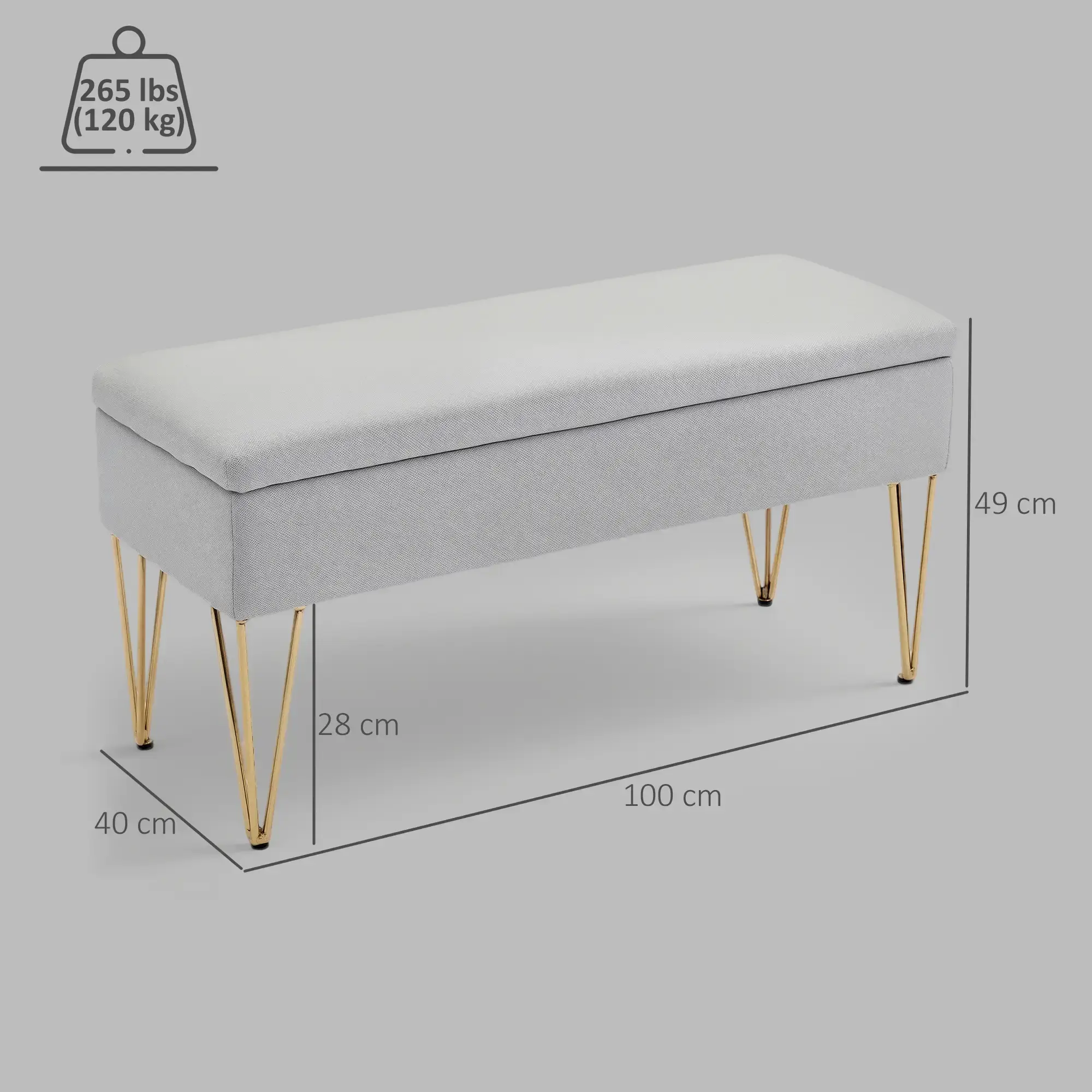 Bancheta Homcom 831-735V00LG (Light Grey) - 5