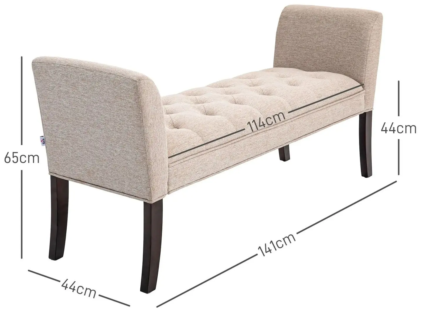 Bancheta Homcom 831-788V00BG 141x44x65 cm (Beige/Brown)