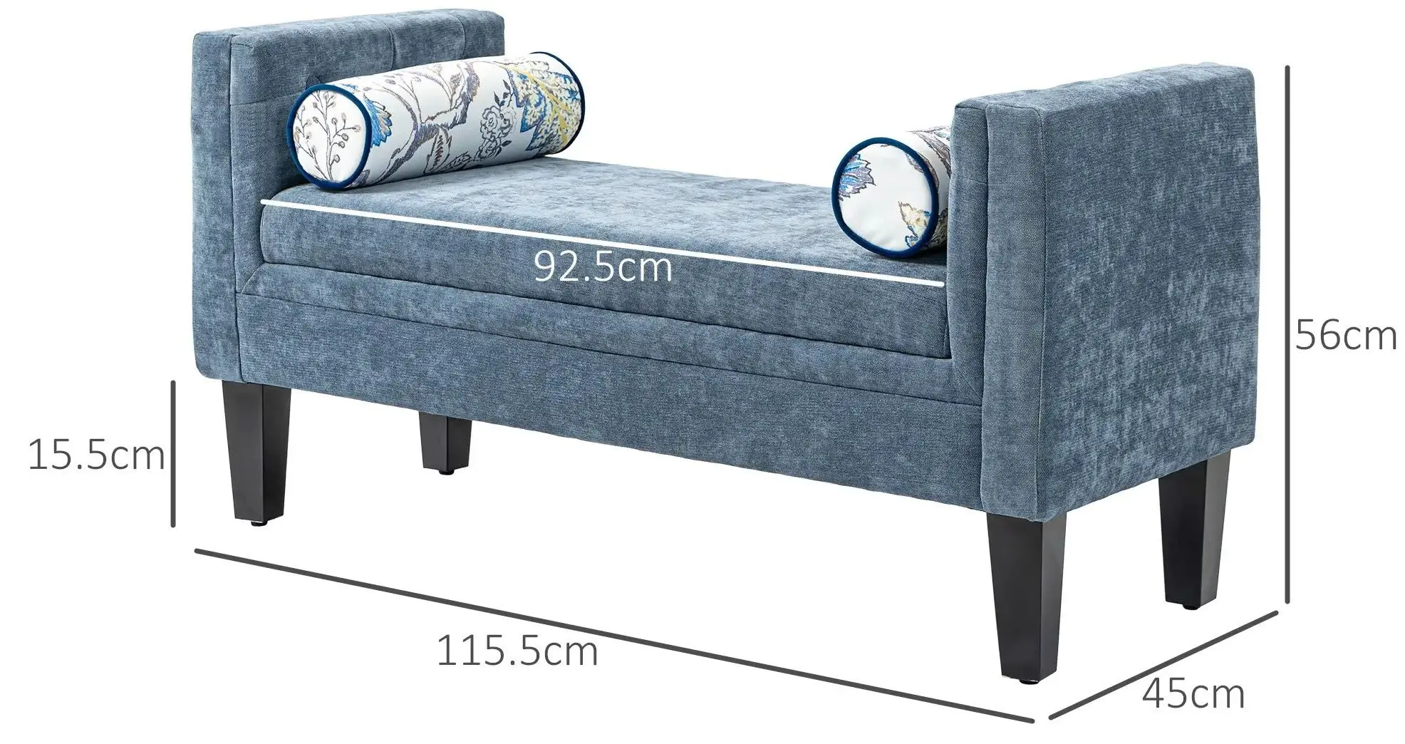 Bancheta Homcom 831-789V00GY 115x45x56 cm (Blue-Grey/Black) - 3