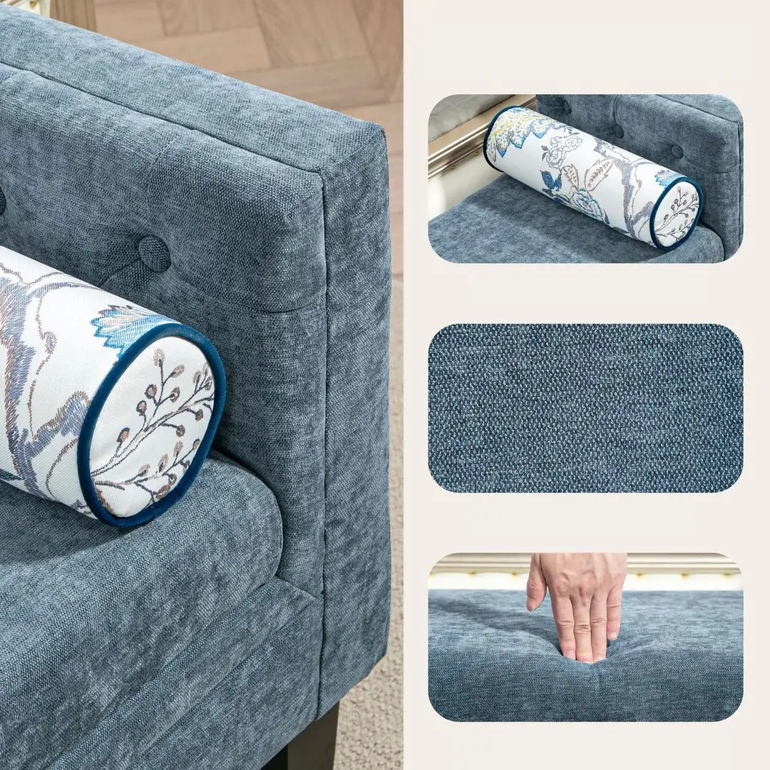 Bancheta Homcom 831-789V00GY 115x45x56 cm (Blue-Grey/Black) - 6