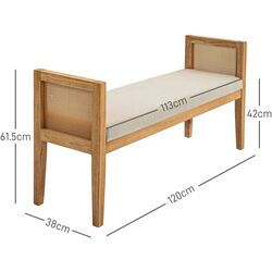 Bancheta Homcom 831-793V00CW 120x38x61 cm (Cream) Thumb