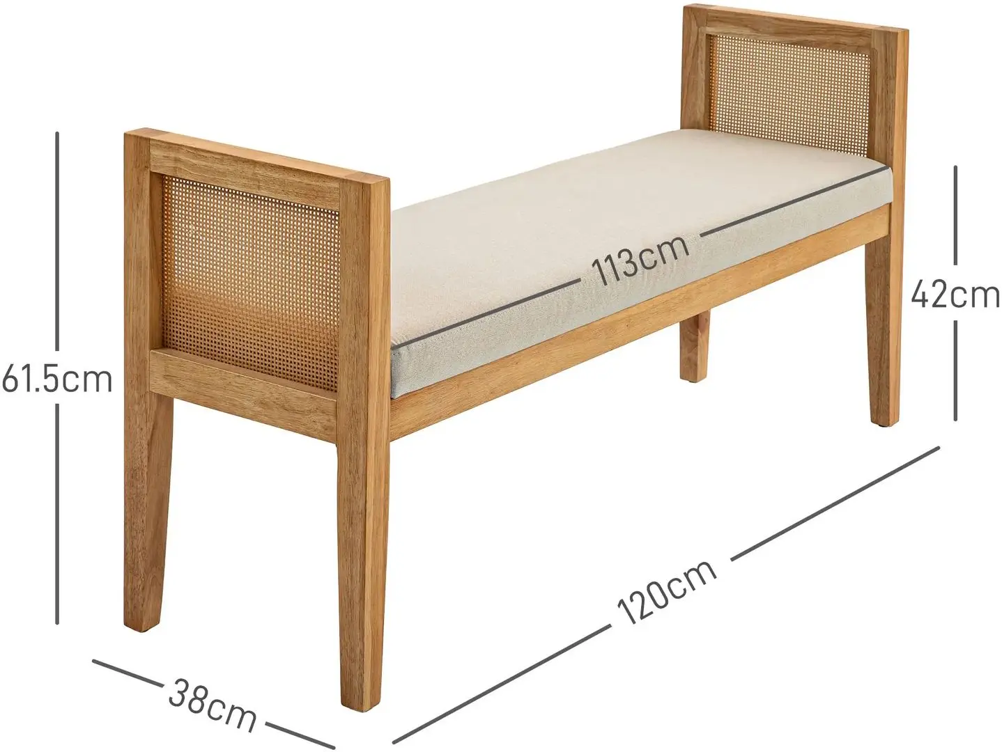 Bancheta Homcom 831-793V00CW 120x38x61 cm (Cream)