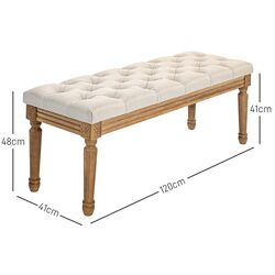 Bancheta Homcom 831-794V00CW 120x41x48 cm (White-cream/Oak) Thumb