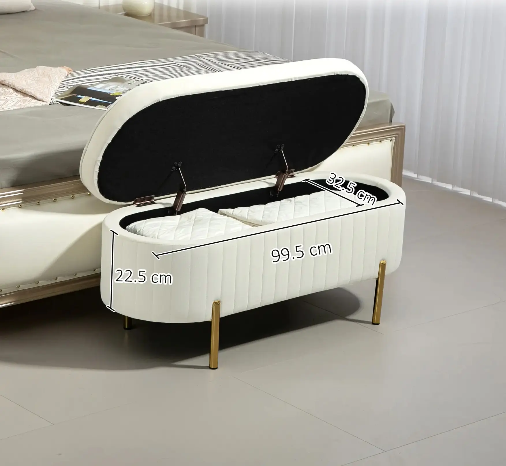 Bancheta Homcom 831-930V00CW (Cream White) - 3