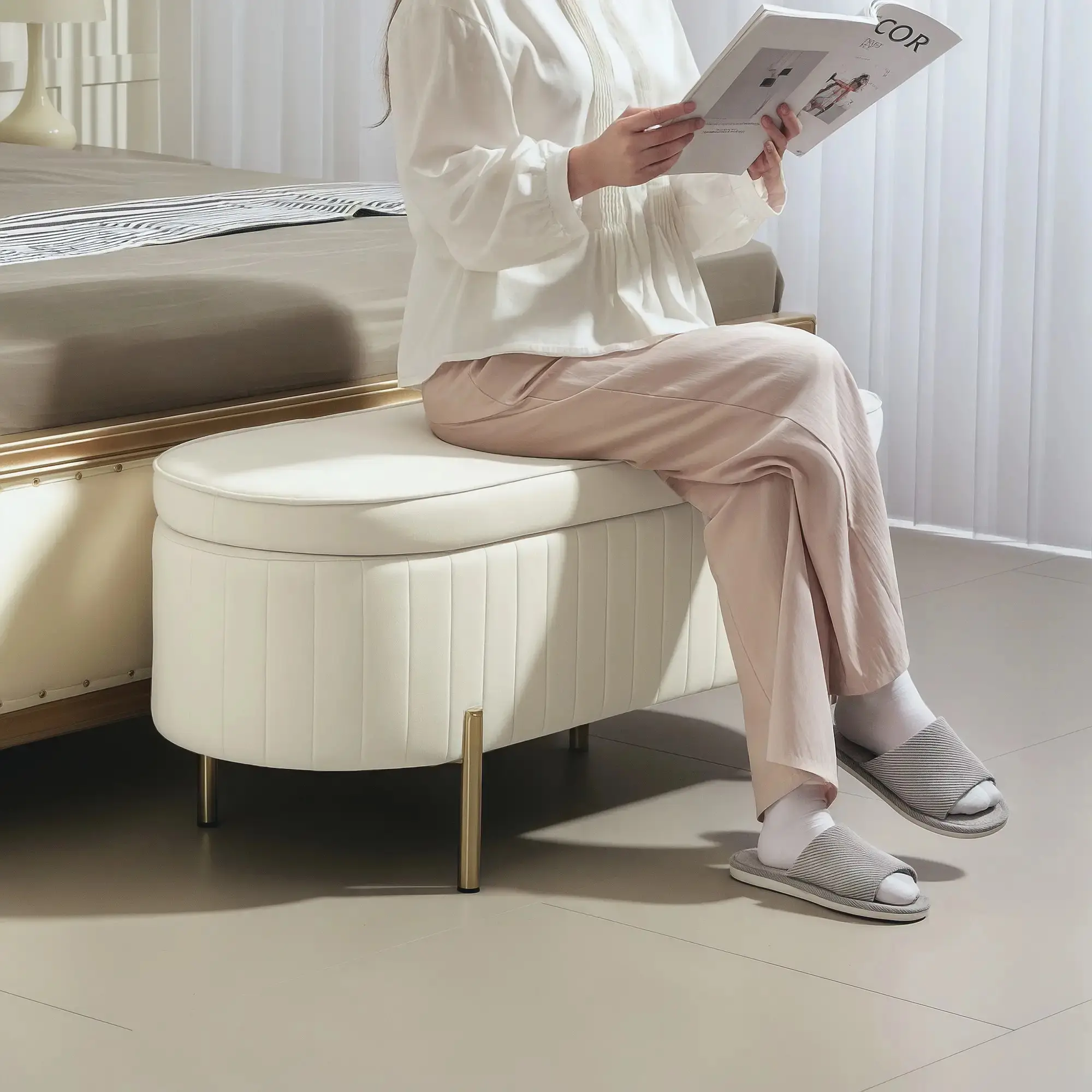 Bancheta Homcom 831-930V00CW (Cream White) - 6