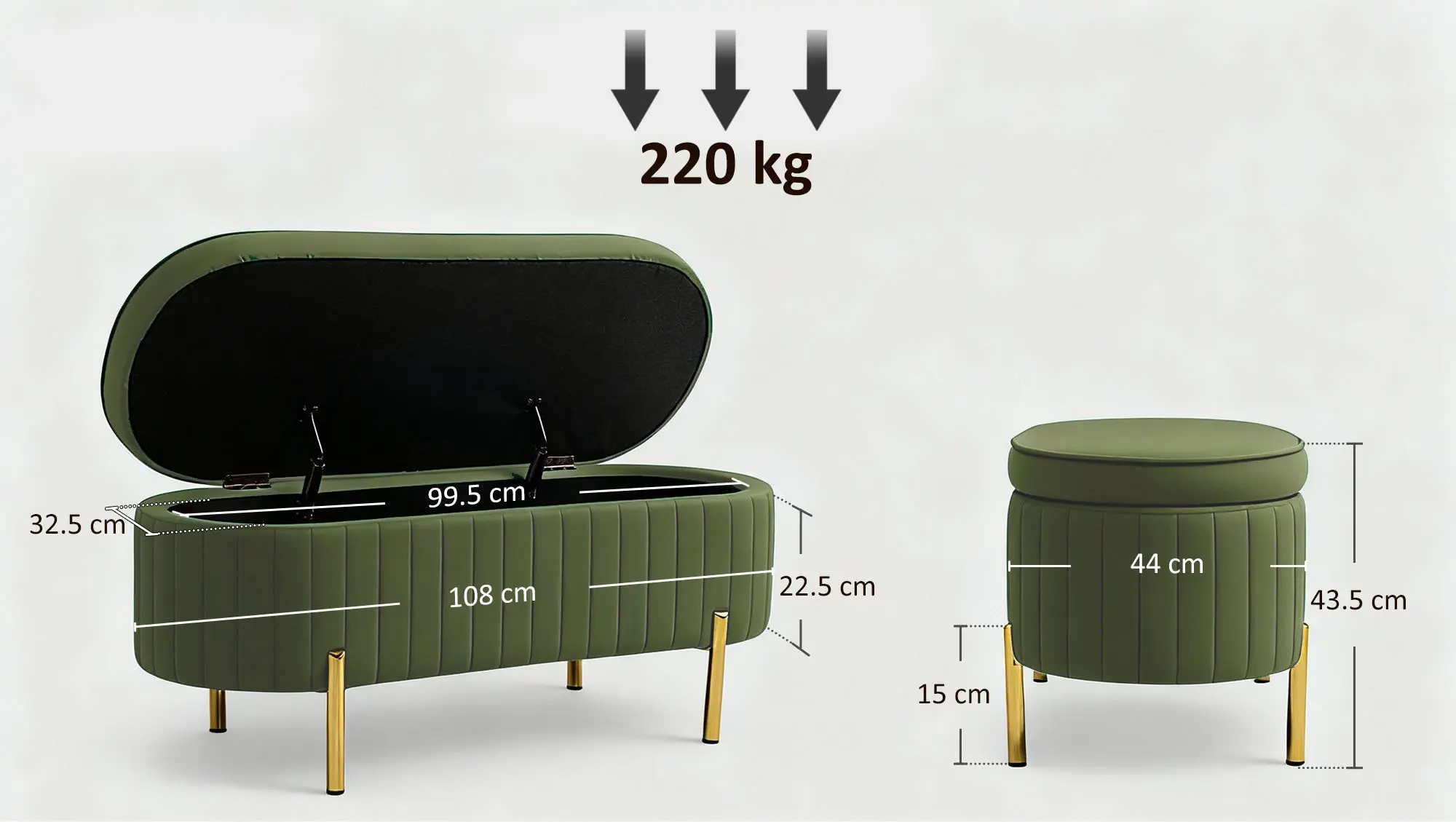 Bancheta Homcom 831-930V00DG (Dark Green) - 4