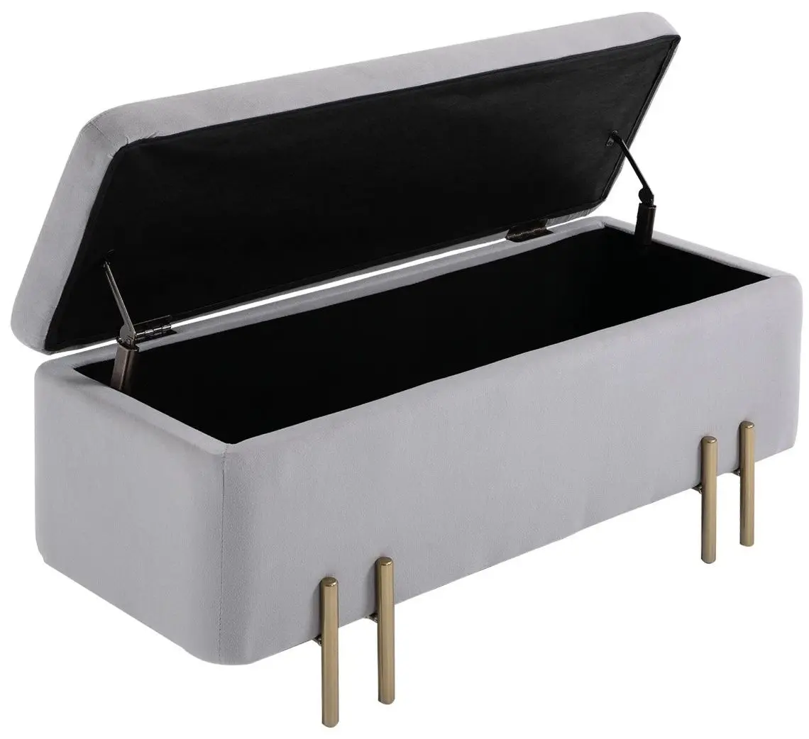 Банкетка Homcom 838-024GY 100x40x42 cm (Light Grey/Gold)