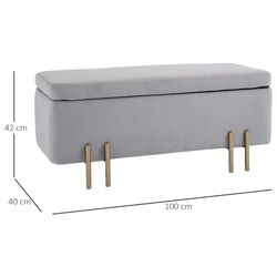 Банкетка Homcom 838-024GY 100x40x42 cm (Light Grey/Gold) Thumb