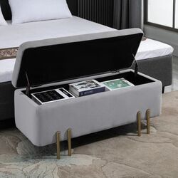 Банкетка Homcom 838-024GY 100x40x42 cm (Light Grey/Gold) Thumb