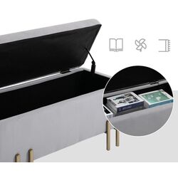 Банкетка Homcom 838-024GY 100x40x42 cm (Light Grey/Gold) Thumb