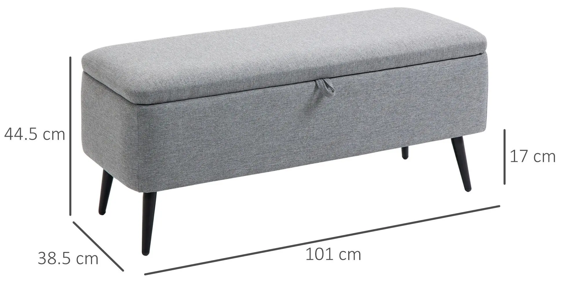 Bancheta Homcom 838-271V00GY 101x44x38 cm (Grey/Black)