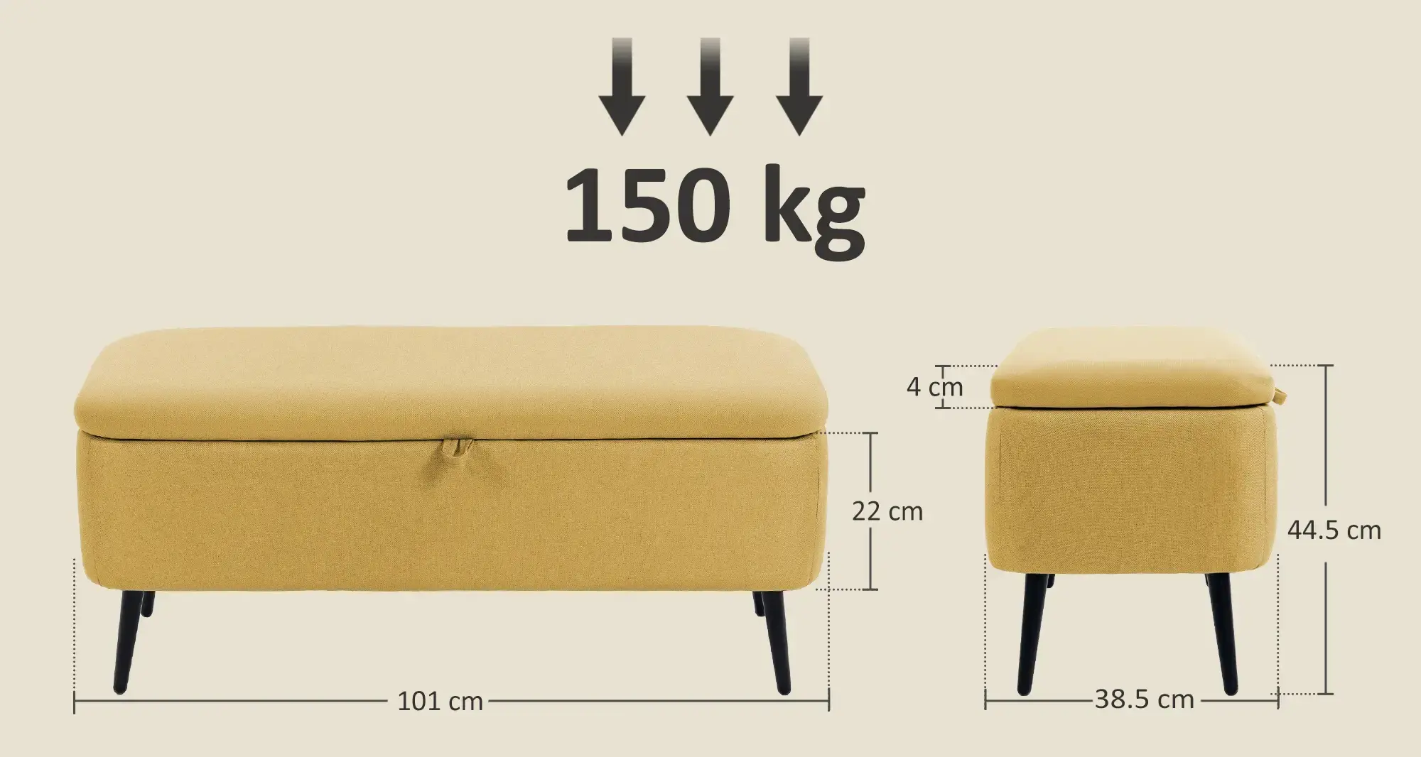 Банкетка Homcom 838-271V00YL (Yellow) - 6