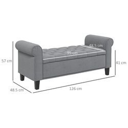 Банкетка Homcom 838-407V01GY 126x48x57 cm (Grey/Black) Thumb