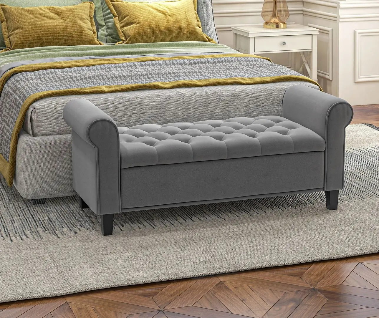 Банкетка Homcom 838-407V01GY 126x48x57 cm (Grey/Black)