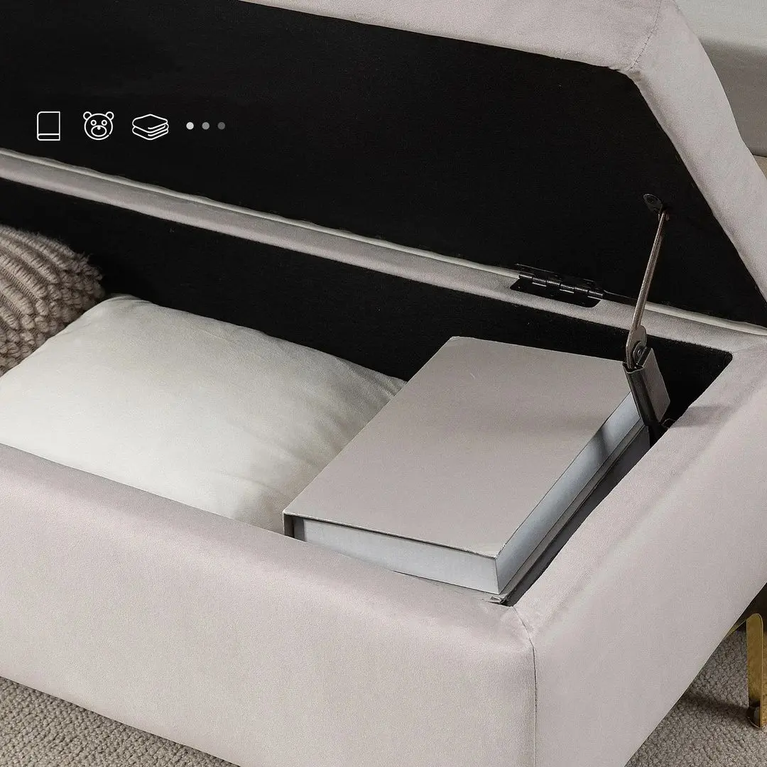 Bancheta Homcom 838-449V01LG 120x44x44 cm (Light Grey/Gold)