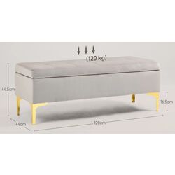Bancheta Homcom 838-449V01LG 120x44x44 cm (Light Grey/Gold) Thumb