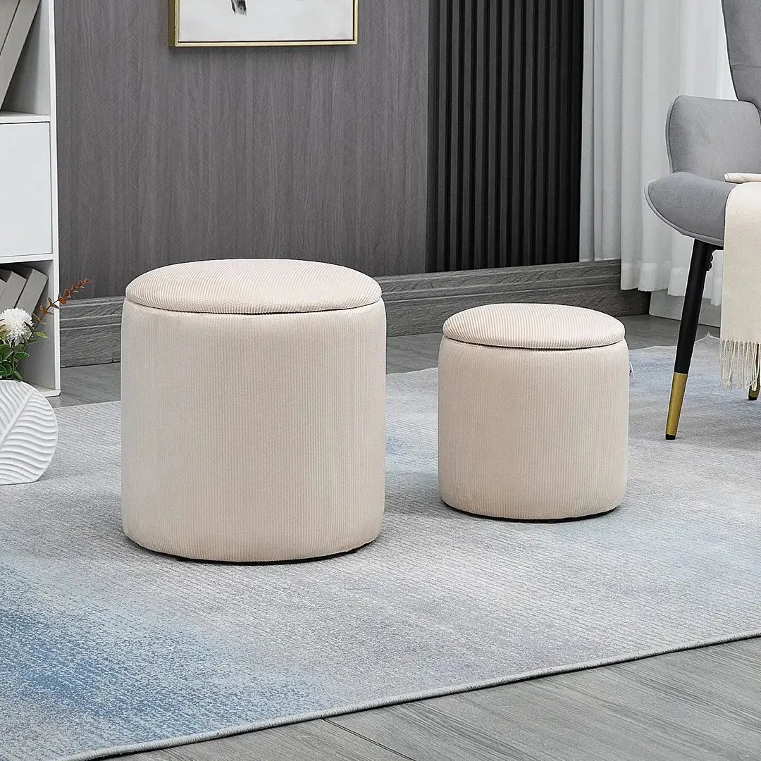 Комплект пуфов Homcom 838-273V00WT (White)