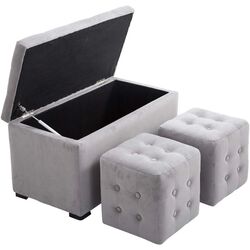 Set bancheta + 2 pufuri Homcom 833-160GY 75x40x42 cm (Pearl Grey) Thumb