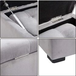 Set bancheta + 2 pufuri Homcom 833-160GY 75x40x42 cm (Pearl Grey) Thumb