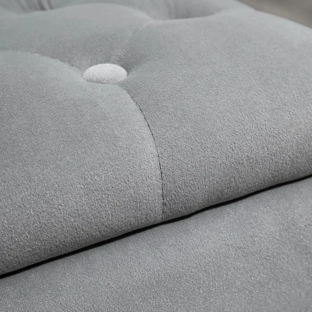 Set bancheta + 2 pufuri Homcom 833-160GY 75x40x42 cm (Pearl Grey)