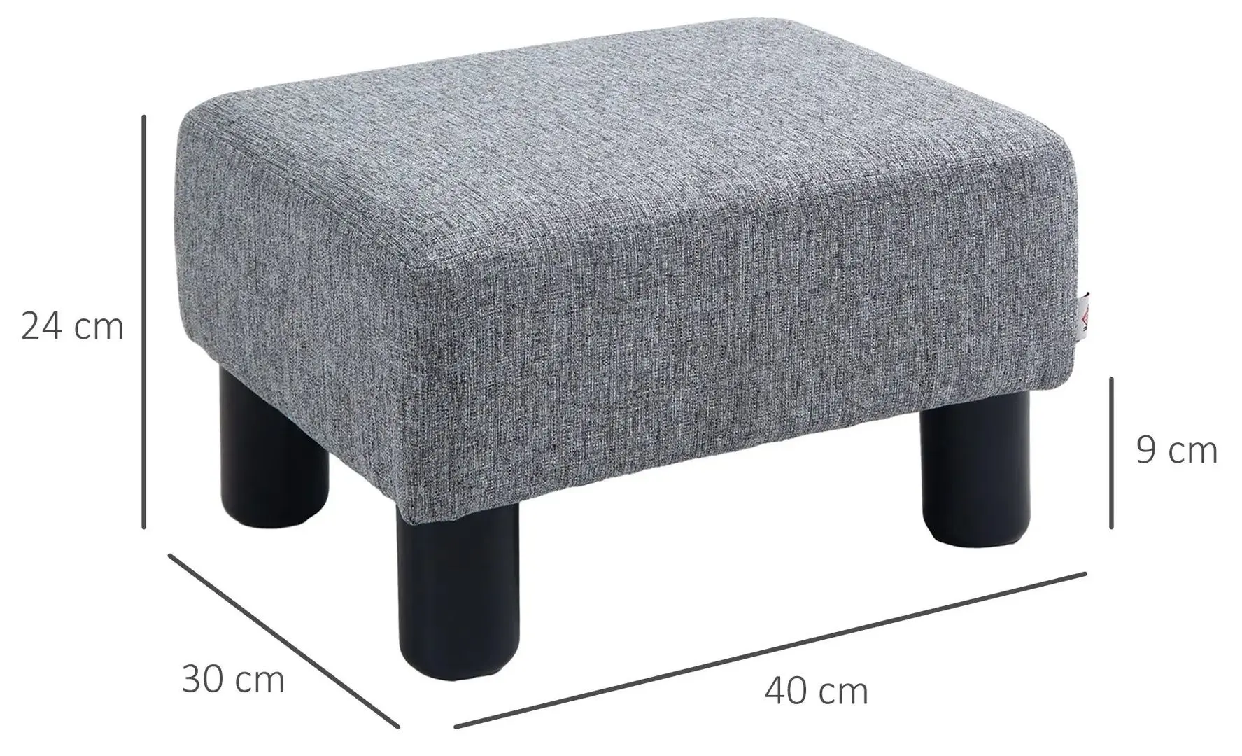 Пуф Homcom 833-666V70GY 40x30x24 cm (Grey/Black)