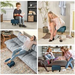 Пуф Homcom 833-666V80BU 40x30x24 (Dark Blue/Black) Thumb