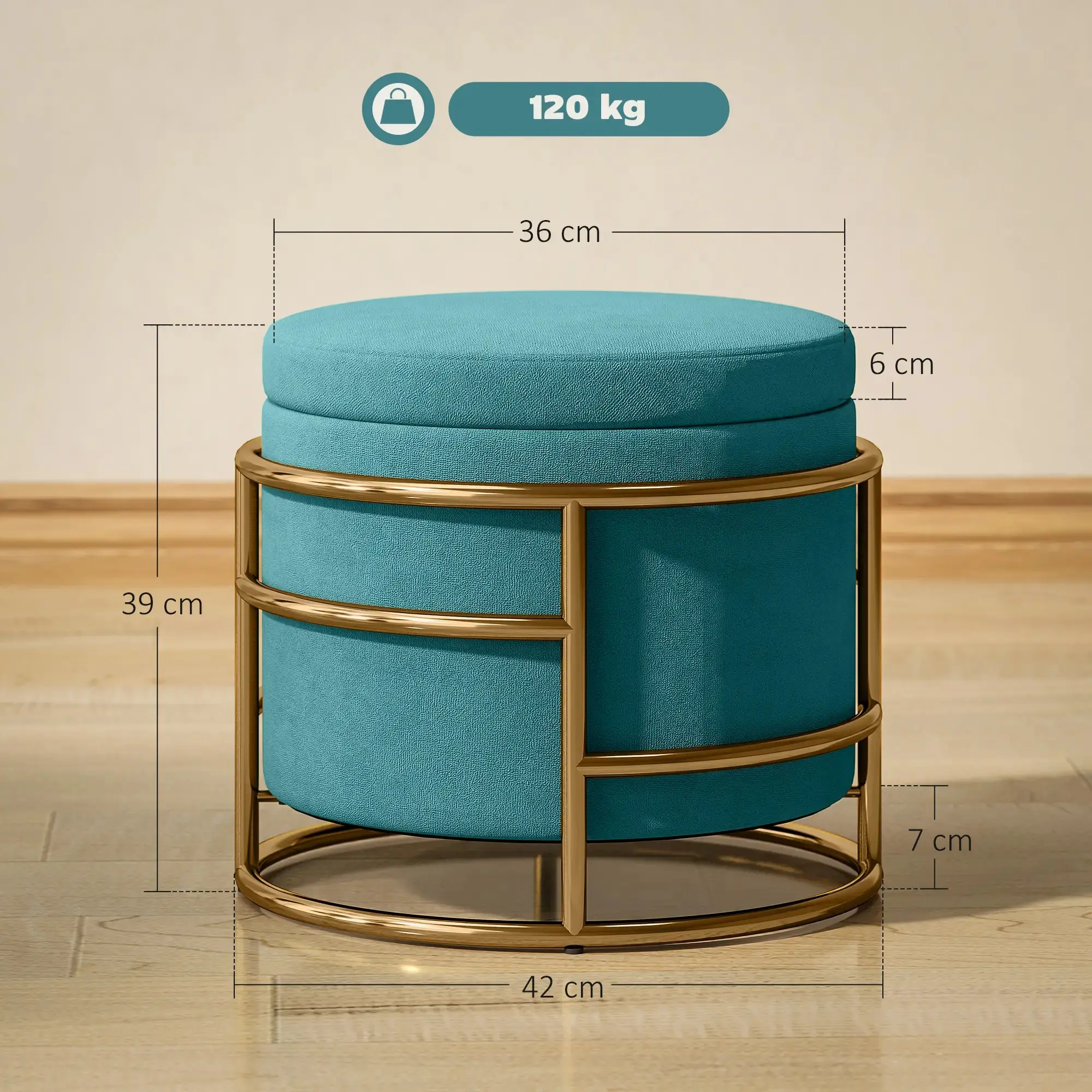 Puf Homcom 838-543V00DG (Dark Green/Gold) - 3