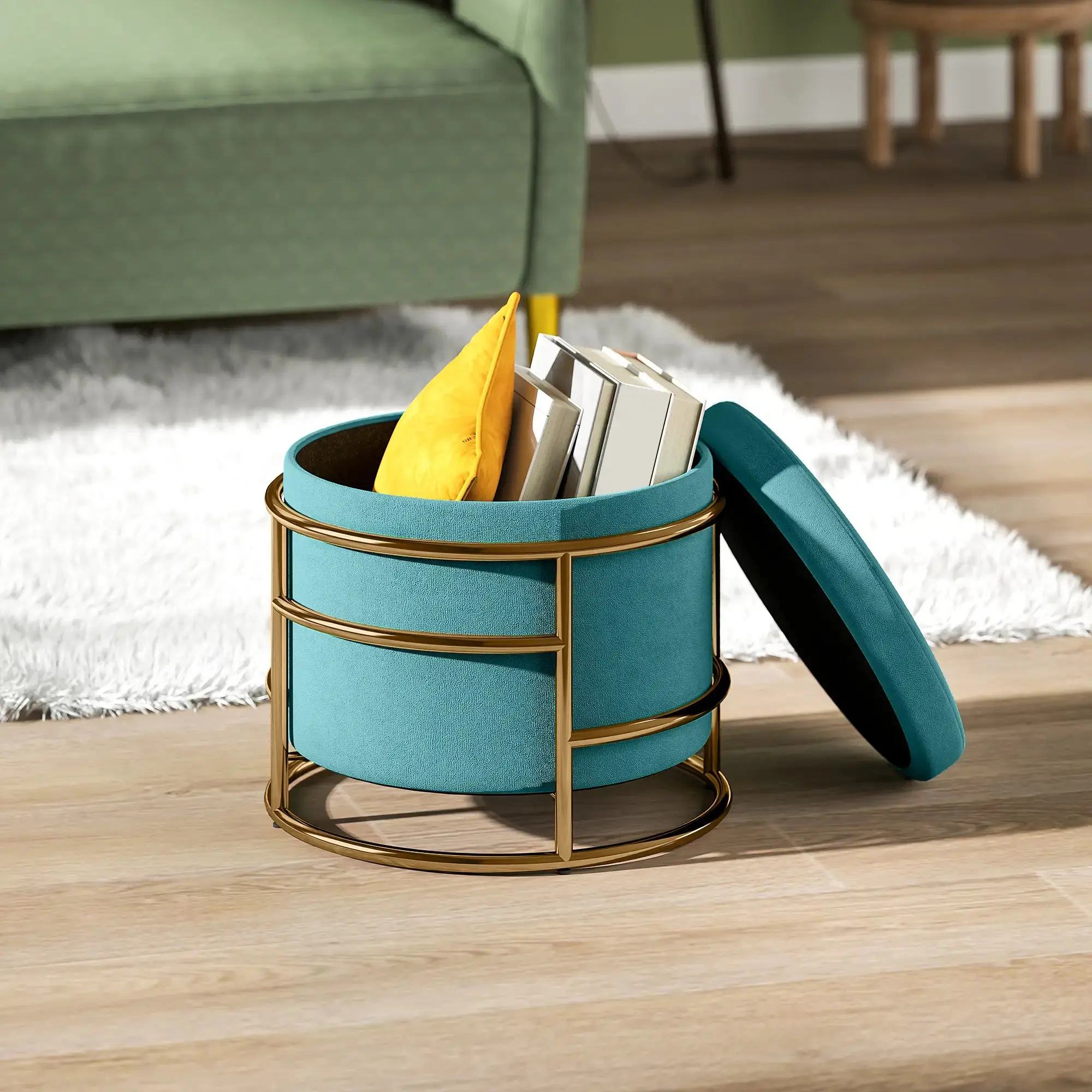 Puf Homcom 838-543V00DG (Dark Green/Gold) - 5