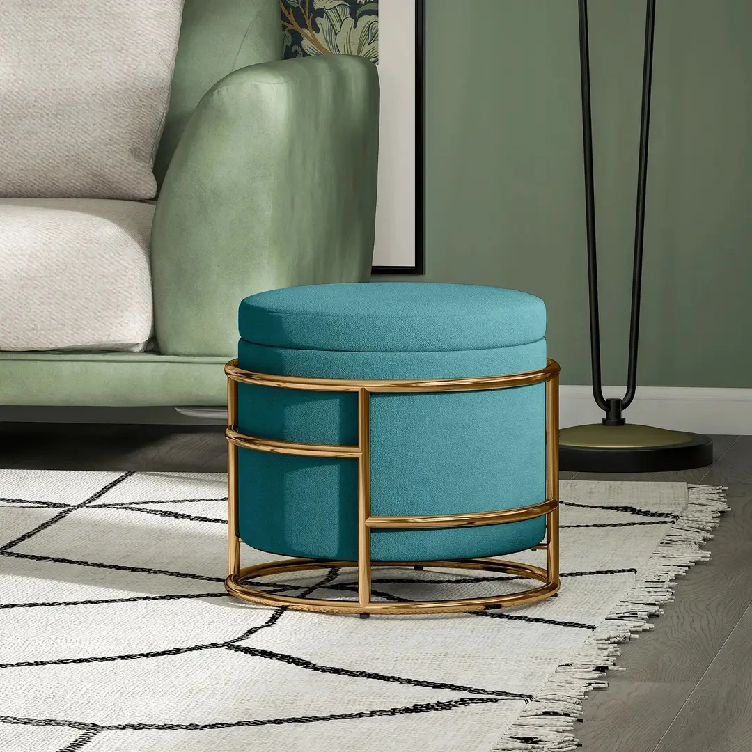 Puf Homcom 838-543V00DG (Dark Green/Gold)