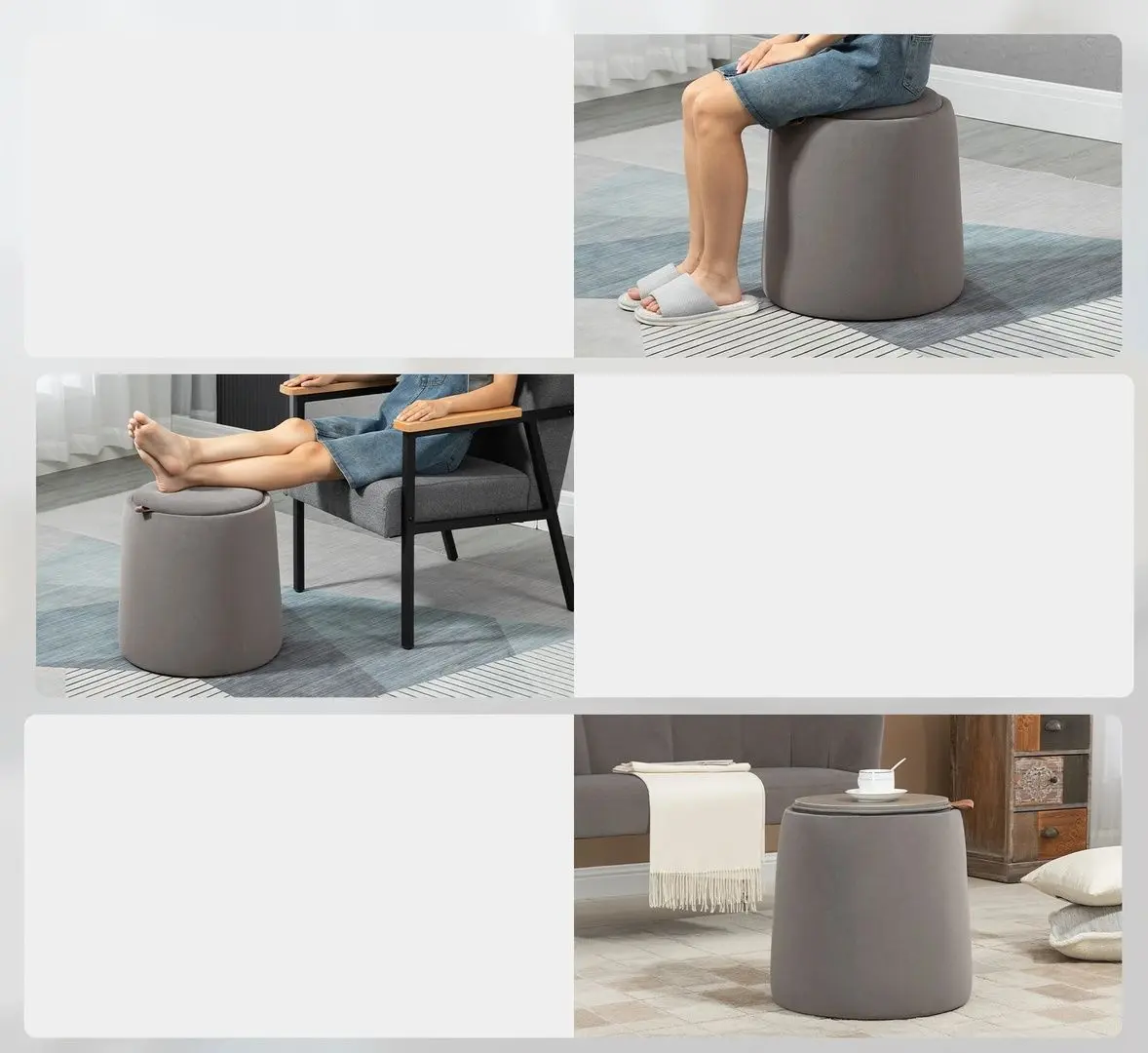 Puf cu tava Homcom 838-270V00CG 44x47 cm (Dark Grey)