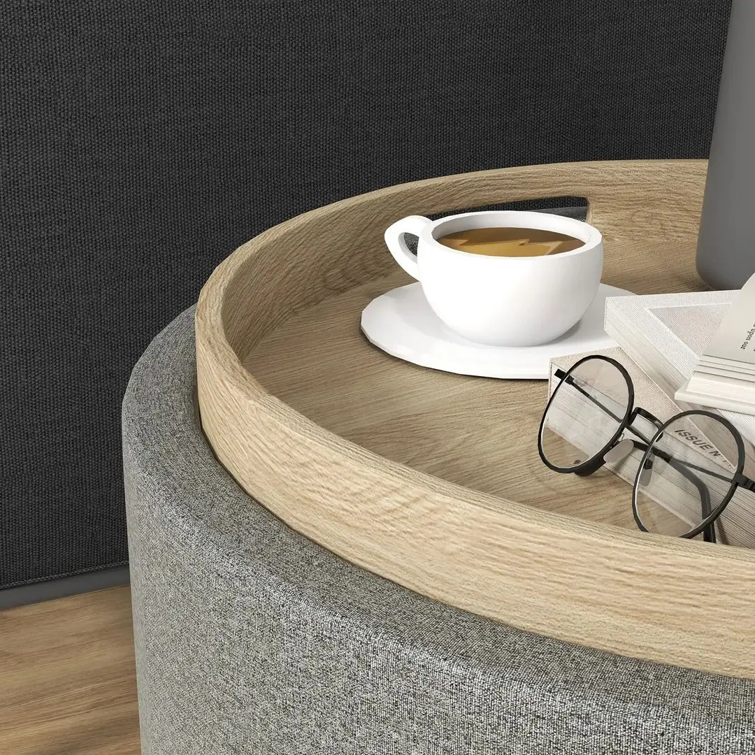 Пуф с подносом Homcom 838-435V80GY 56x56x42 cm (Grey)