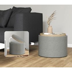 Пуф с подносом Homcom 838-435V80GY 56x56x42 cm (Grey) Thumb