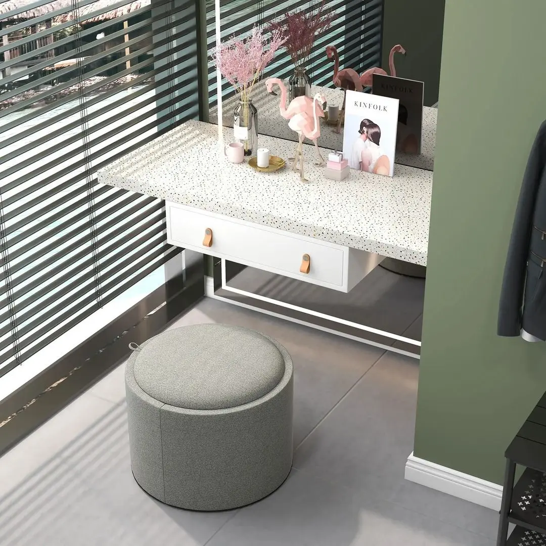 Пуф с подносом Homcom 838-435V80GY 56x56x42 cm (Grey)