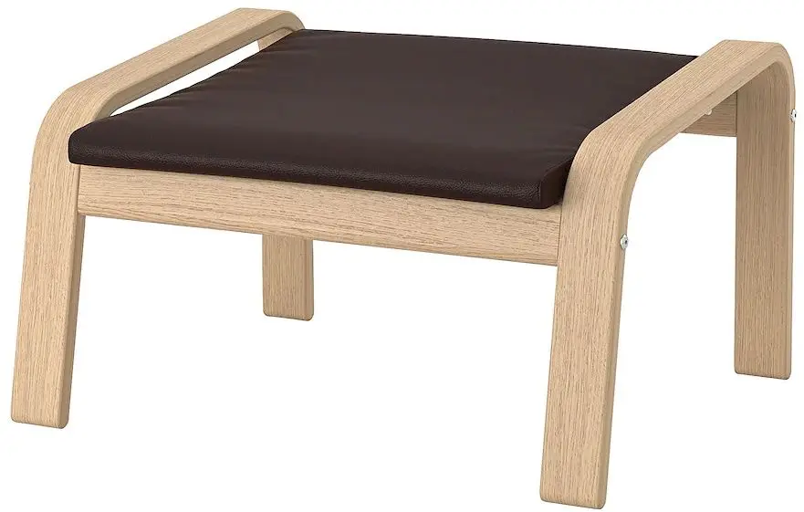 Puf Ikea Poang (Furnir Stejar Alb/Glose Maro închis)