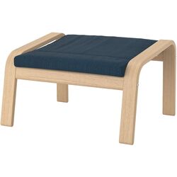 Пуф Ikea Poang (Дубовый шпон Беленый/Хилларед Темно-Синий)