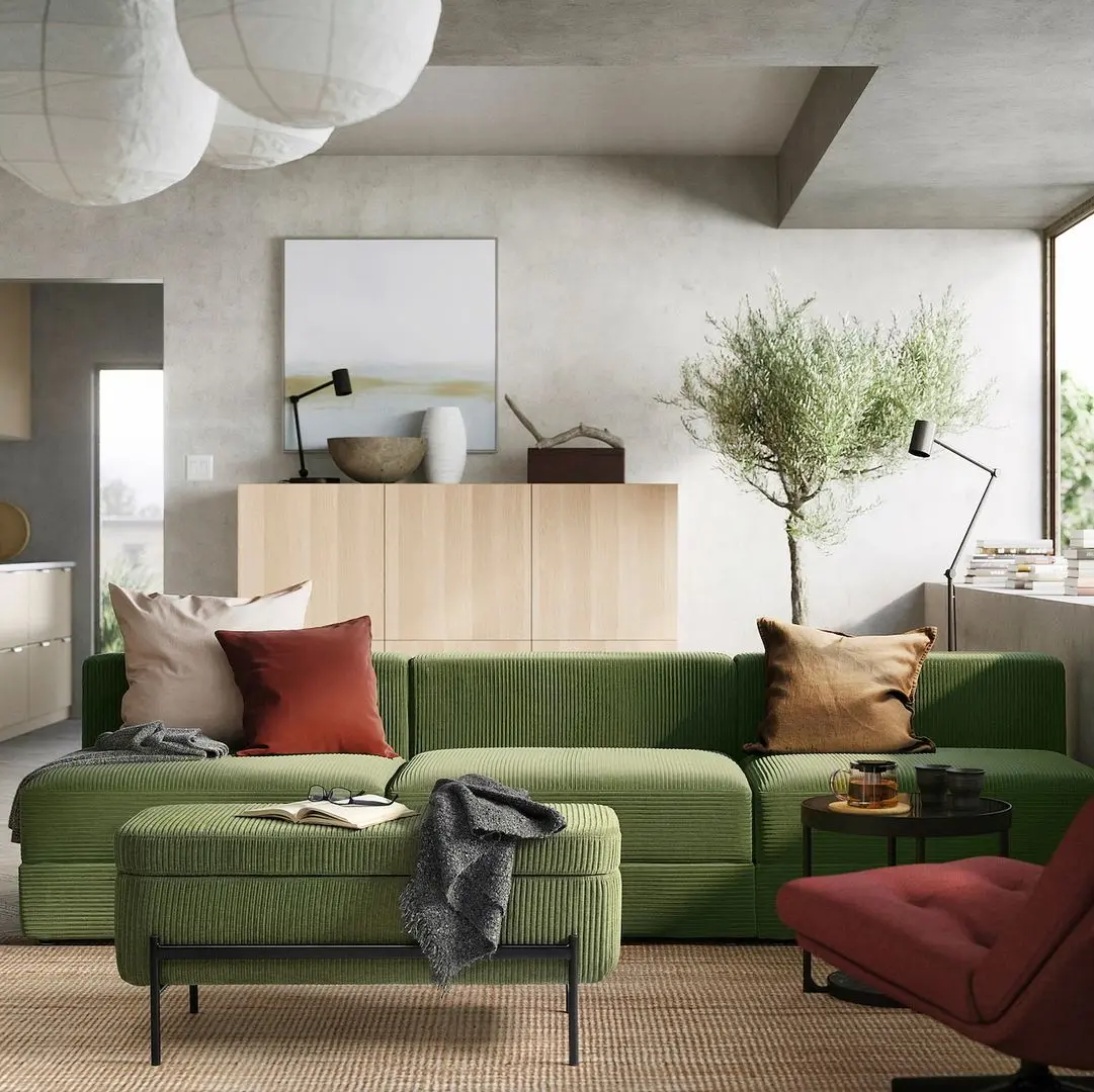 Bancheta Ikea Valtorp/Samsala cu depozitare 103cm (Galben-verde inchis)