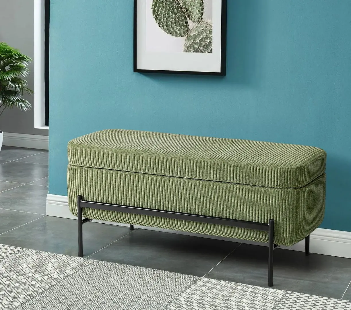 Bancheta Ikea Valtorp/Samsala cu depozitare 103cm (Galben-verde inchis)