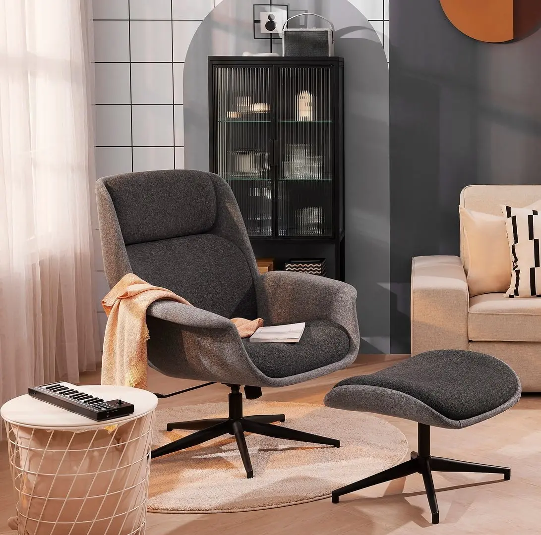 Puf Ikea Aleby/Gunnared (Gri mediu/Gri inchis)