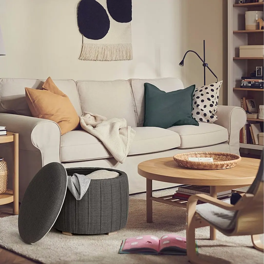 Puf Ikea Aterloga/Kilanda cu depozitare (Gri Inchis)